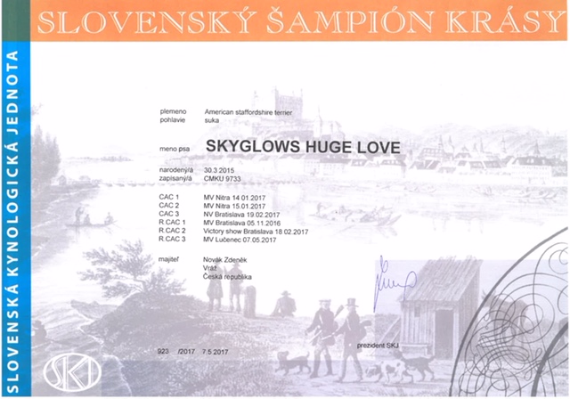 Skyglows HUGE LOVE - Slovenský šampion krásy